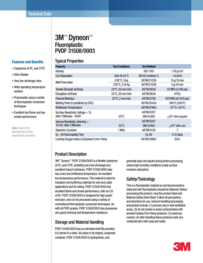 3M™ Dyneon™ Fluoroplastic PVDF 31508/0003