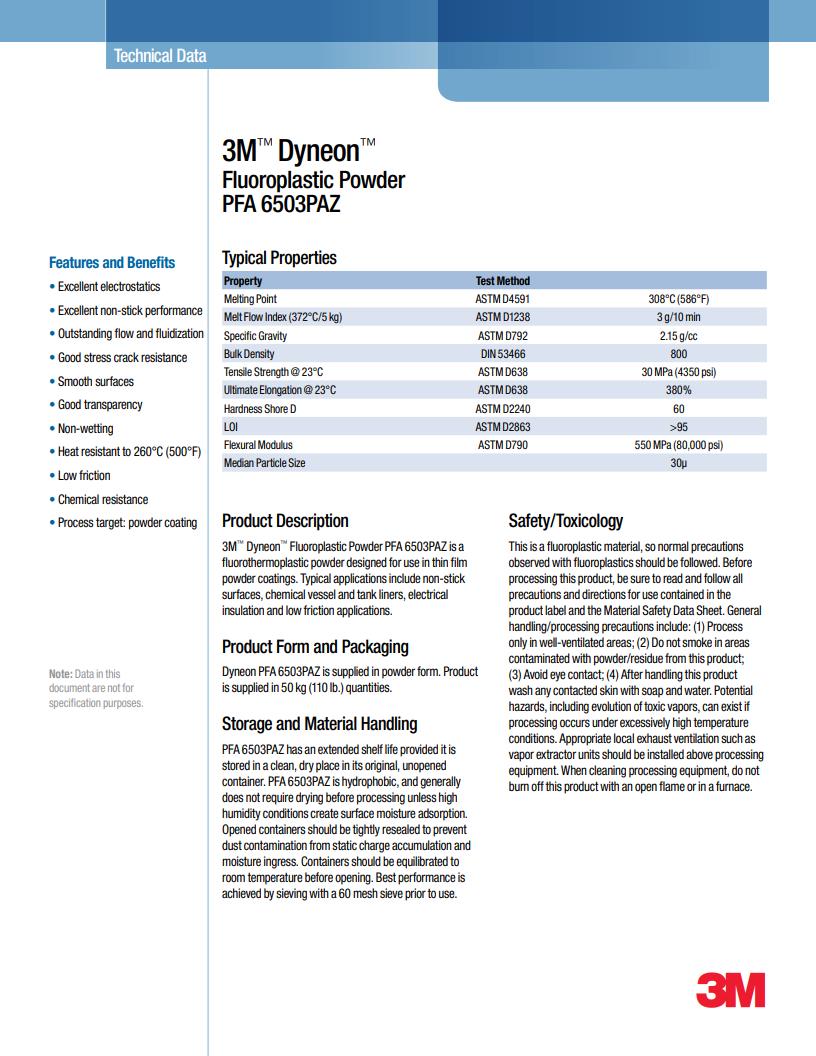 3M™ Dyneon™ Fluoroplastic PFA 6503PAZ