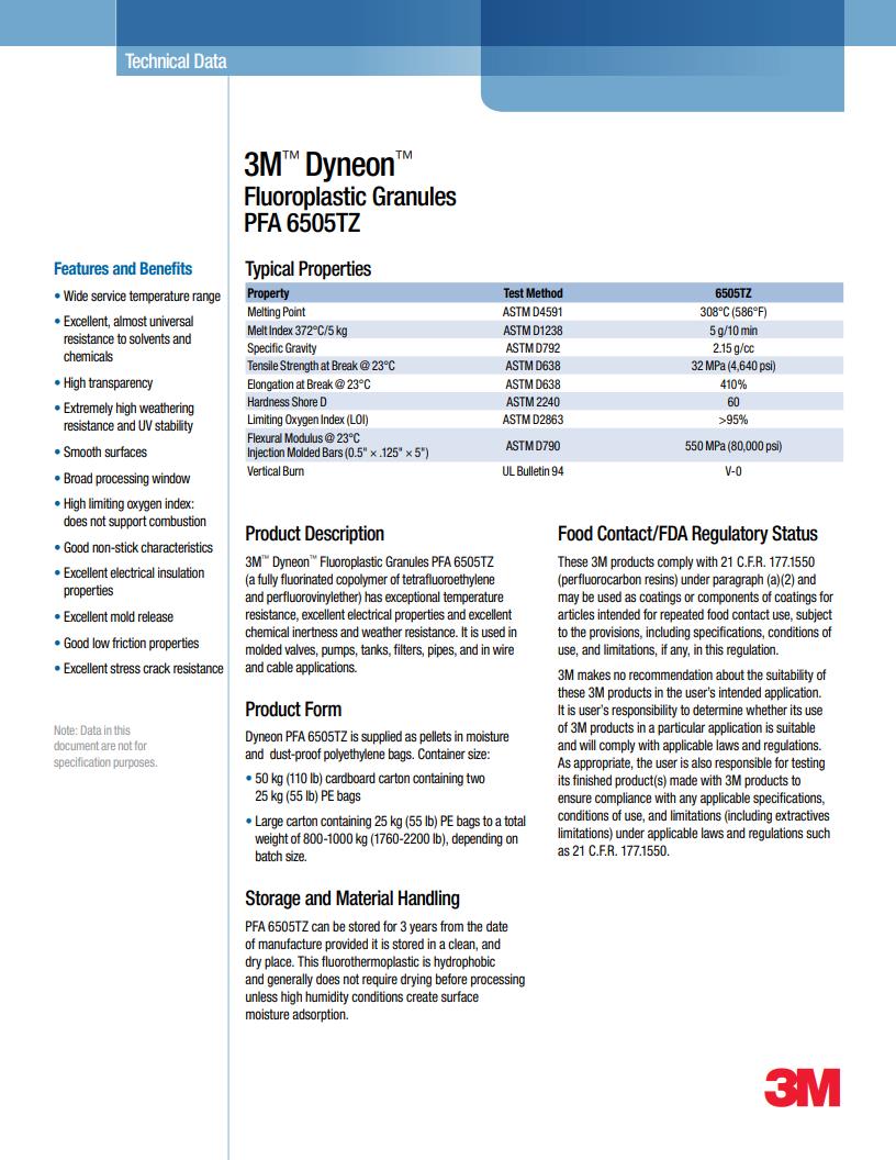 3M™ Dyneon™ Fluoroplastic PFA 6505TZ