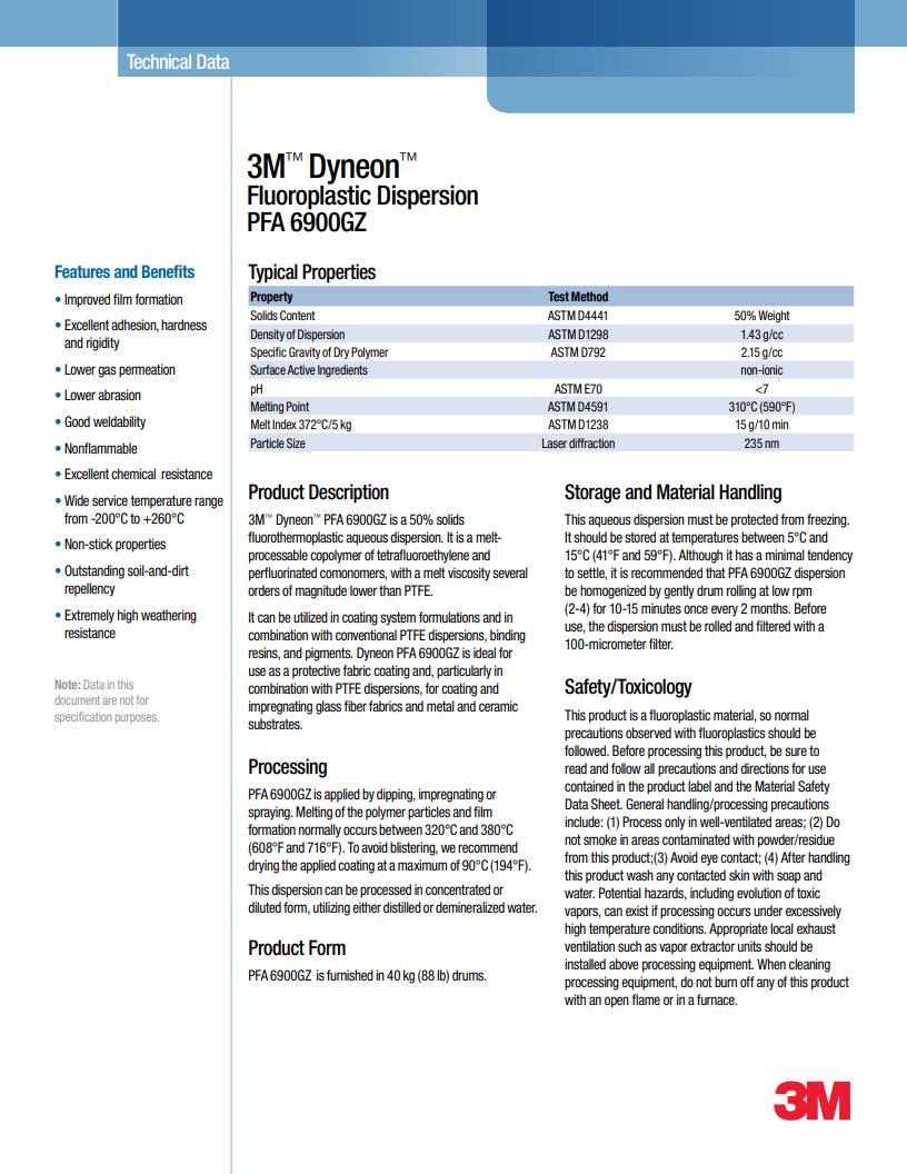 3M™ Dyneon™ Fluoroplastic PFA 6900GZ