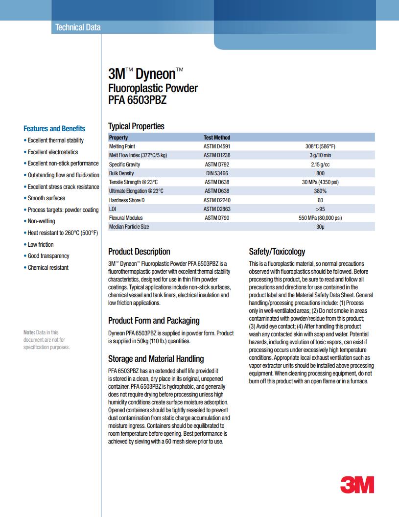 3M™ Dyneon™ Fluoroplastic PFA 6503PBZ