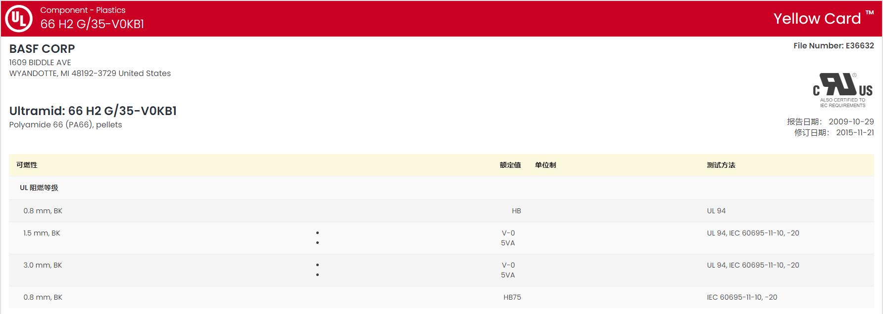 Ultramid® 66 H2 G/35-V0KB1 BK3324 黄卡