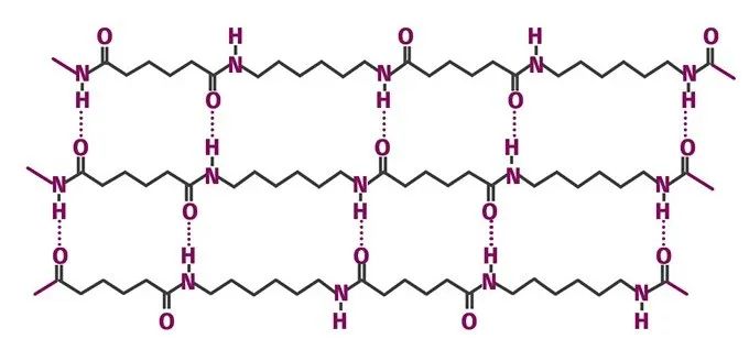 图1. PA66 的化学结构使得酰胺基团能够形成氢键