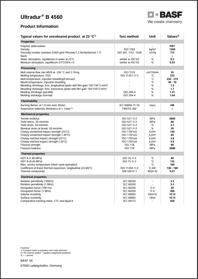 Ultradur® B 4560 英文说明书