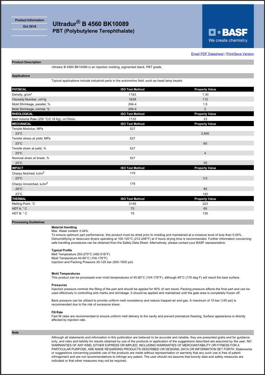 Ultradur® B 4560 BK10089 英文物性表