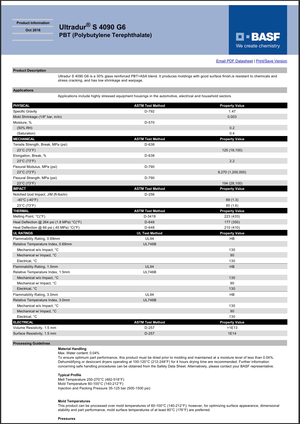 Ultradur® S 4090 G6 英文参数表