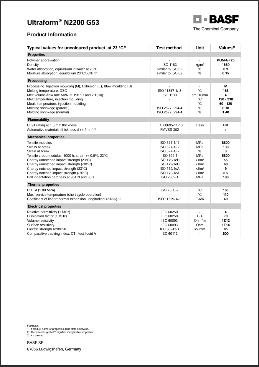 Ultraform® N 2200 G53 英文参数表