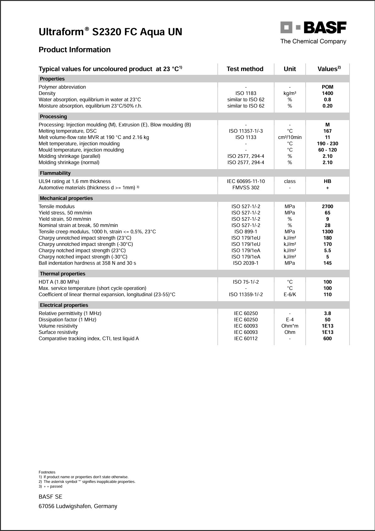 Ultraform® S 2320 FC Aqua UN 英文参数表